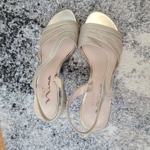 Touch of Nina Shimmering Gold Strappy Sandals